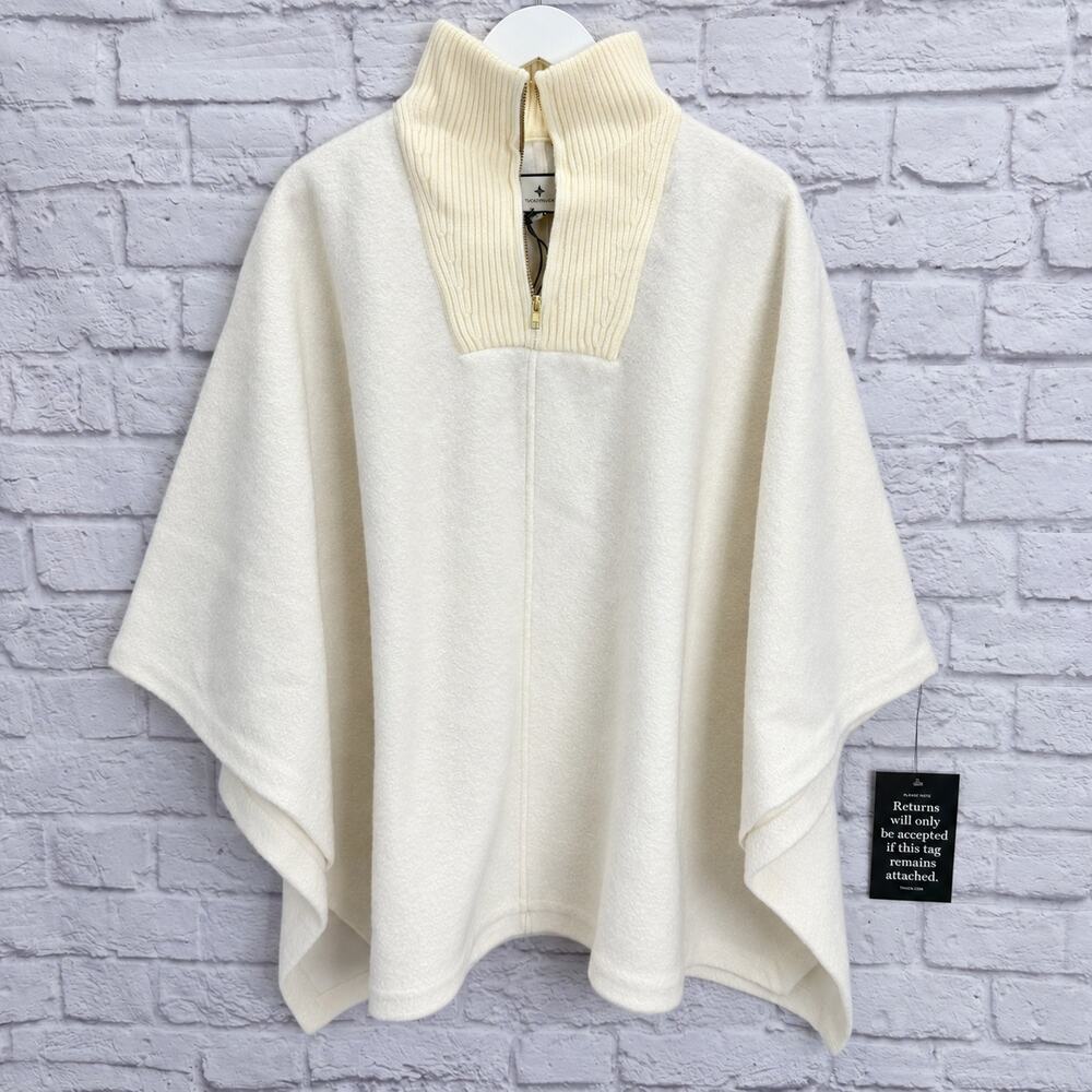 Tuckernuck Winter White Boucle Highneck Poncho Cape One Size New Cozy